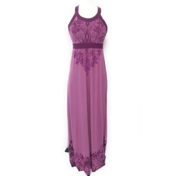 Athleta Rio Fair Isle Racerback Full Length Maxi Dress in Regal Purple Size S - Picture 1 of 8